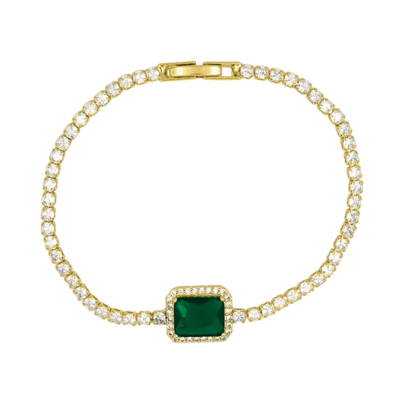 Bracelet Tennis Emerald 14K plaqué or