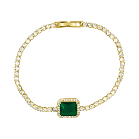 Bracelet Tennis Emerald 14K plaqué or